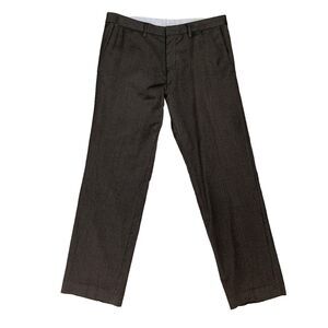 Hugo Boss Wool Dress Pants Mens 36x30 Charcoal Formal Pinstripe High Rise *READ